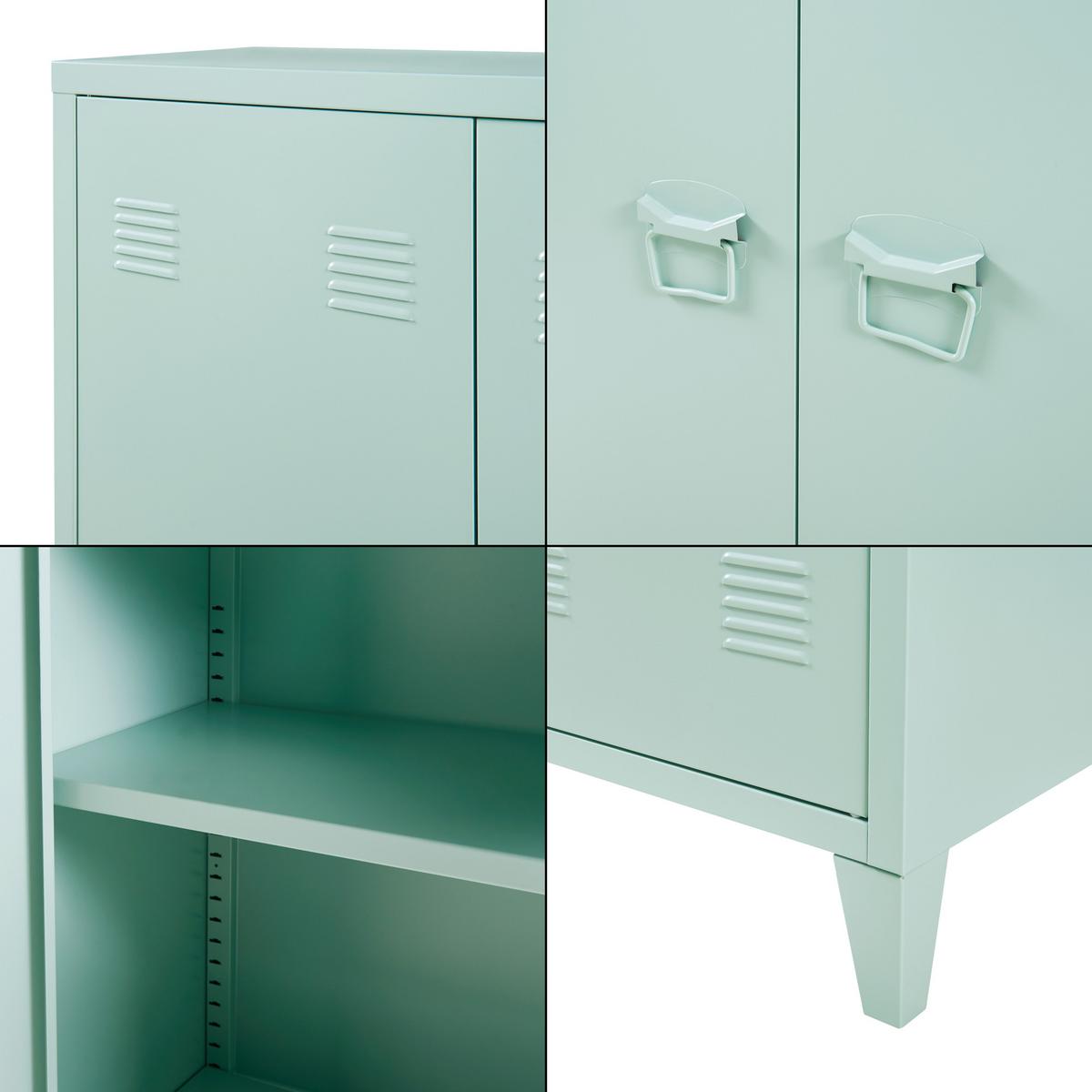 METALLSCHRANK Oripää - Pastellgrün, Metall (75/110/33cm) - [en.casa]