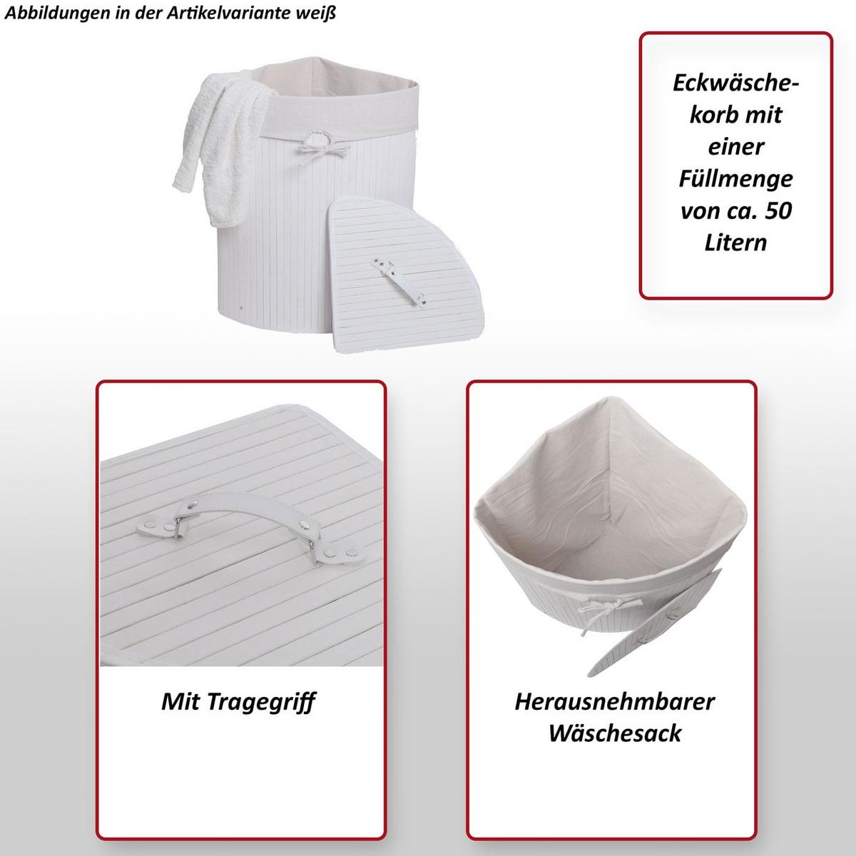 ECKWÄSCHEKORB Beige, Cremeweiß - Beige/Creme, Holz (48/61/35cm) - MCW