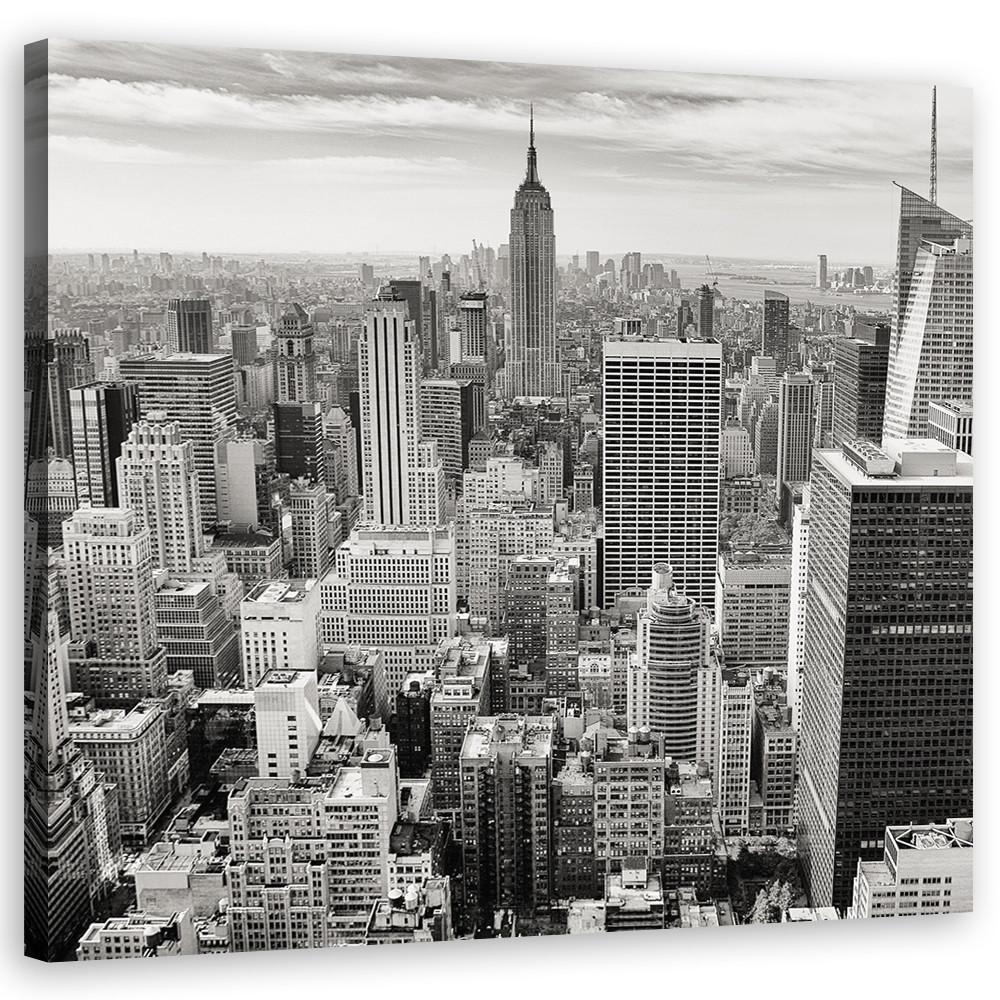 WANDBILD ansicht von manhattan - Schwarz, Textil (50/50cm) - Feeby