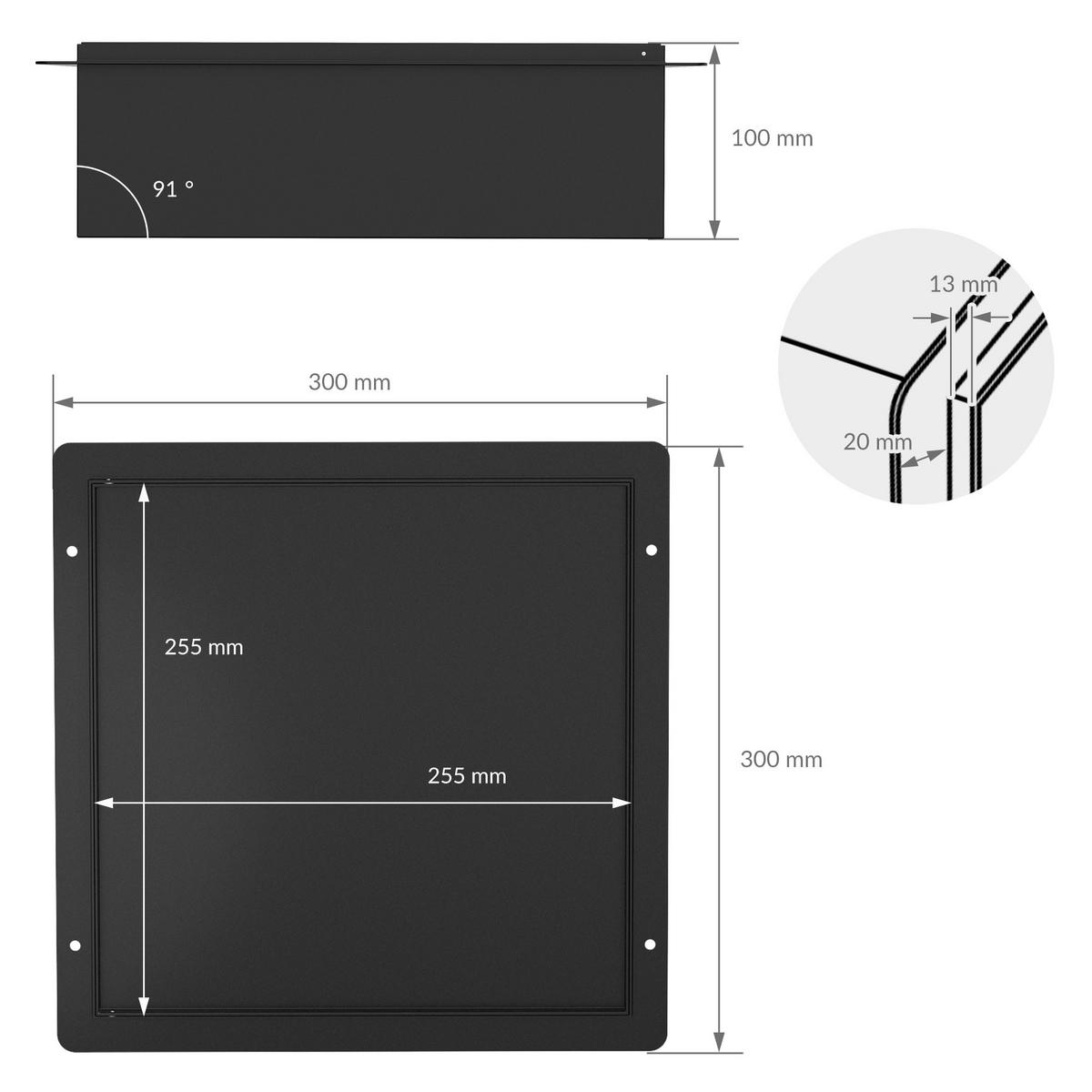 DUSCHNISCHE Edelstahl mit befliesbarer Tür Schwarz 25,5/25,5 cm - Schwarz, Metall (30/10/30cm) - LuxeBath