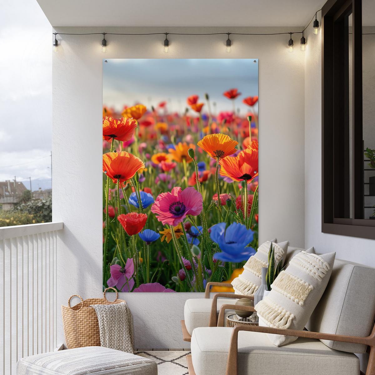 GARTENPOSTER Blumen - Mohnblumen - Farbenfroh - Natur Bild 120x180 cm - Dunkelorange, Kunststoff (120/180/0.2cm) - OnlyWow