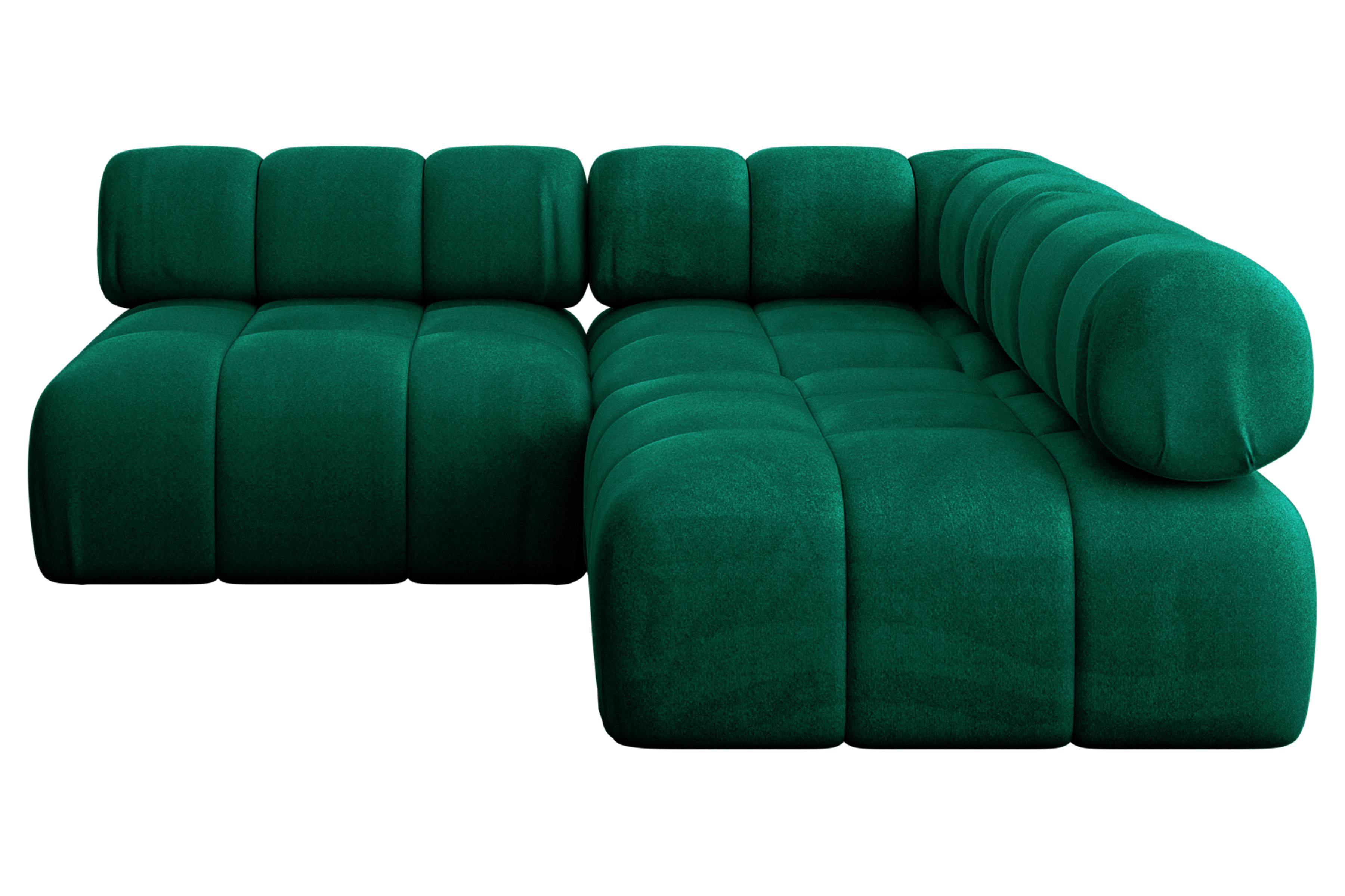 ECKSOFA modulares Sofa Samaro-L1 - 190x190x70 cm Dunkelgrün Velours - Dunkelgrün, Holzwerkstoff/Textil (190/190cm) - ALTDECOR