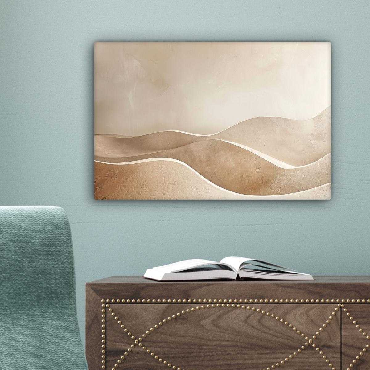 LEINWANDBILD Beige - Natur - Abstrakt - Modern Deko Schlafzimmer 30x20 cm - Beige, Textil (30/20cm) - MuchoWow