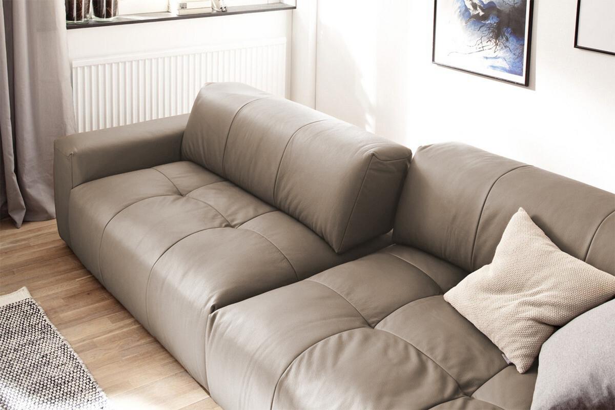 LEDERSOFA MIT SITZTIEFENVERSTELLUNG PALACE Taupe Leder Relaxfunktion - Taupe, Leder (298/74/120cm) - KAWOLA