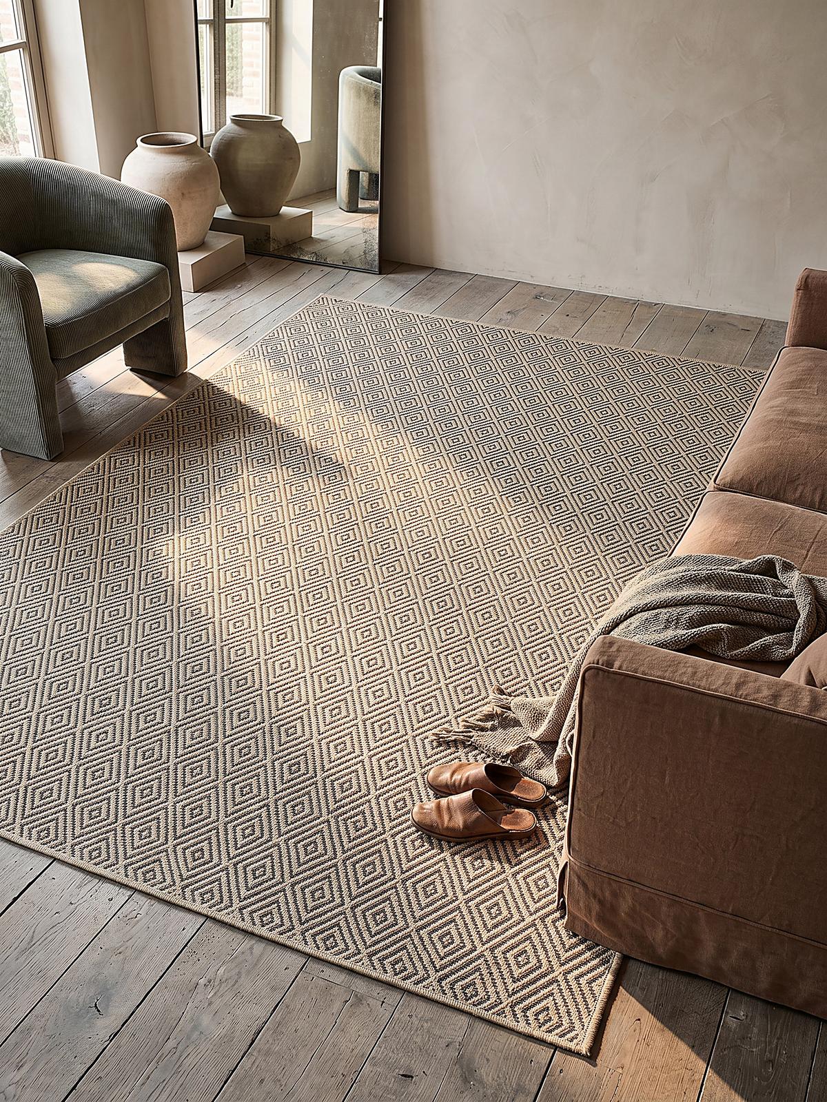 FLACHWEBTEPPICH Karo CORDEV Polypropylen Natur 120 x 170 cm - Beige, Textil (120/170cm) - KADIMA DESIGN