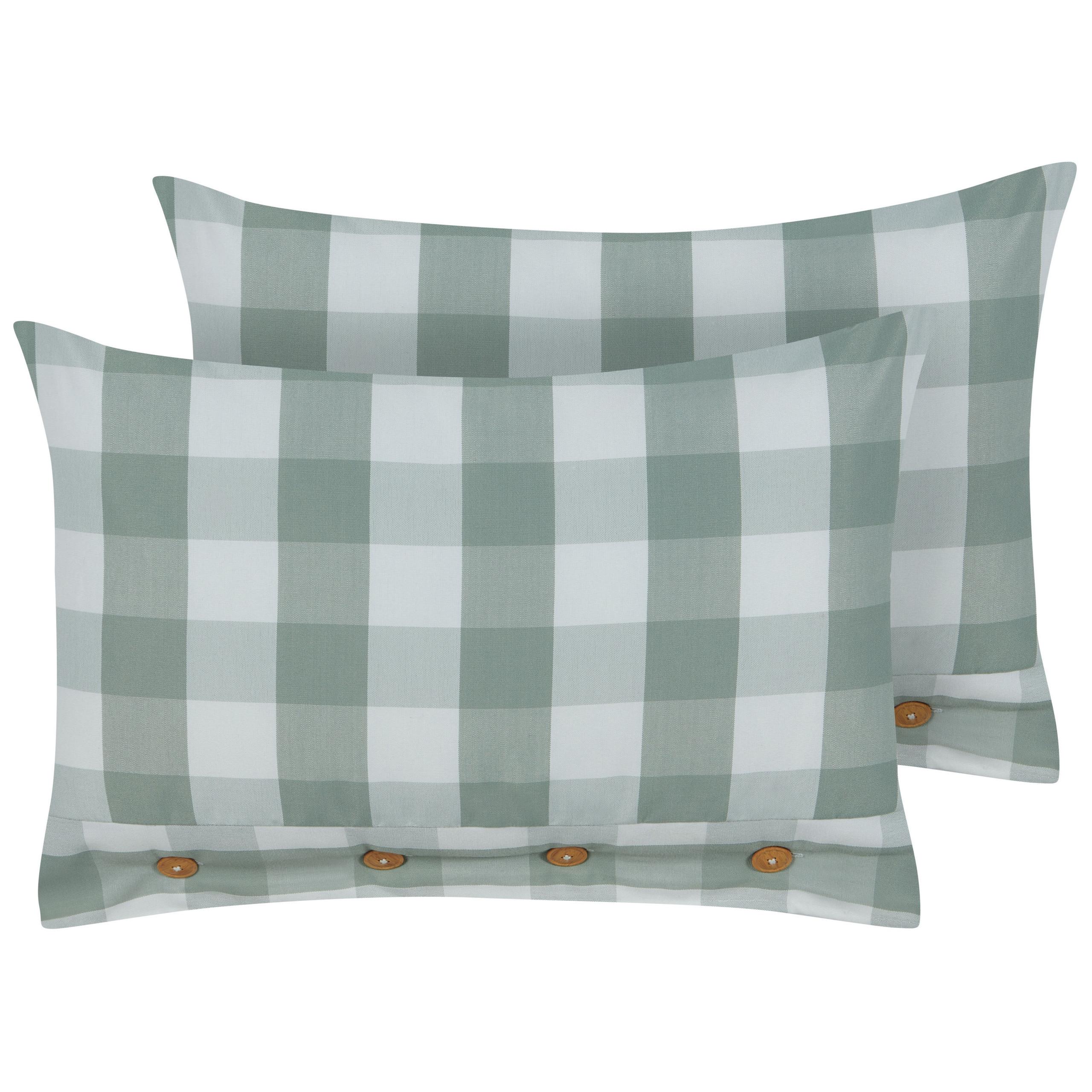 DEKOKISSEN 2er-Set Mintgrün 40/60 cm Tamnine - Weiß/Mintgrün, Textil (60/40cm) - Beliani