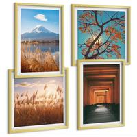 BILDER SET 4er Set - 50x50 cm & 40x60 cm Goldrahmen - Japanische Naturlandschaften - Goldfarben, Kunststoff (50/50cm) - TULUP