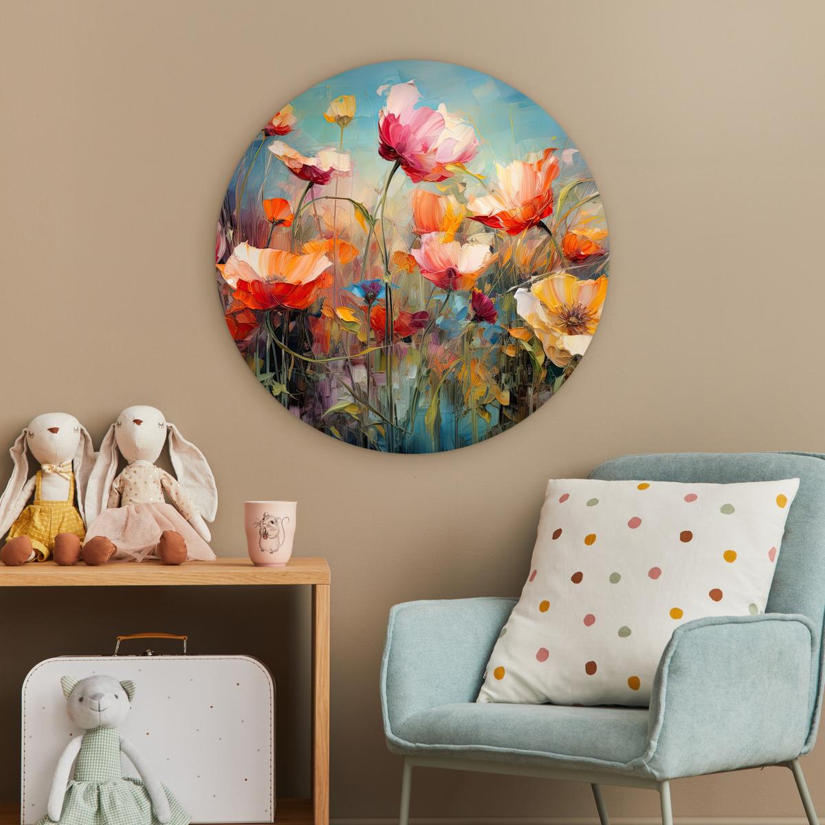 WANDBILD Blumen - Aquarell - Kunst - Botanisch - Natur Wanddeko Schlafzimmer 60x60 cm - Orange, Kunststoff (60/60cm) - MuchoWow
