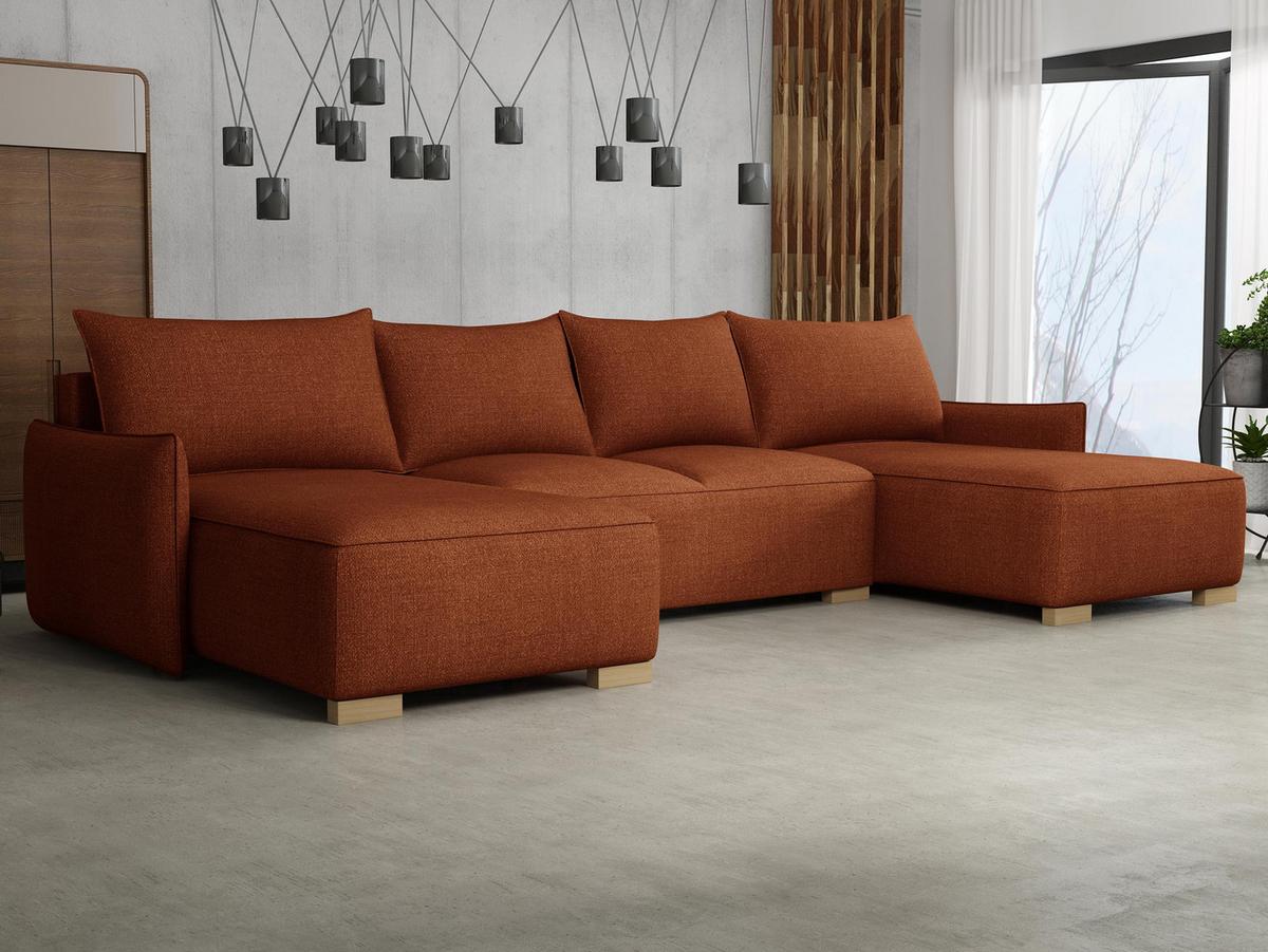 WOHNLANDSCHAFT Focus U - Bronzefarben/Naturfarben, Holz/Textil (328/87/155cm) - MIRJAN24