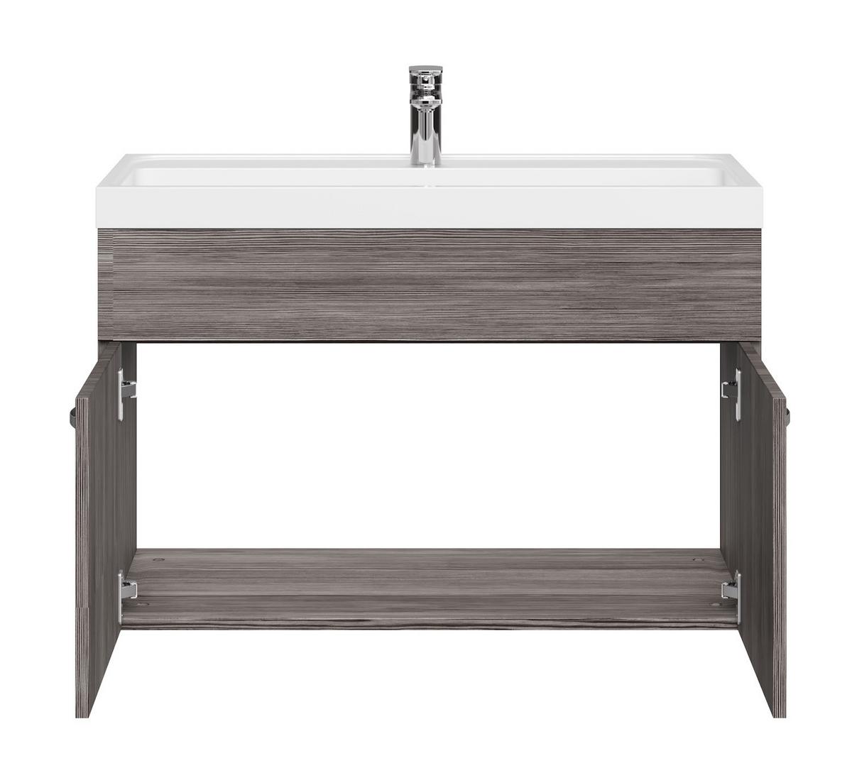BADMÖBEL-SET Paso 2 Teile Grau Eiche - 80 x 35 x 55 cm - Eichefarben/Grau, Holz (80/55/40cm) - Badplaats