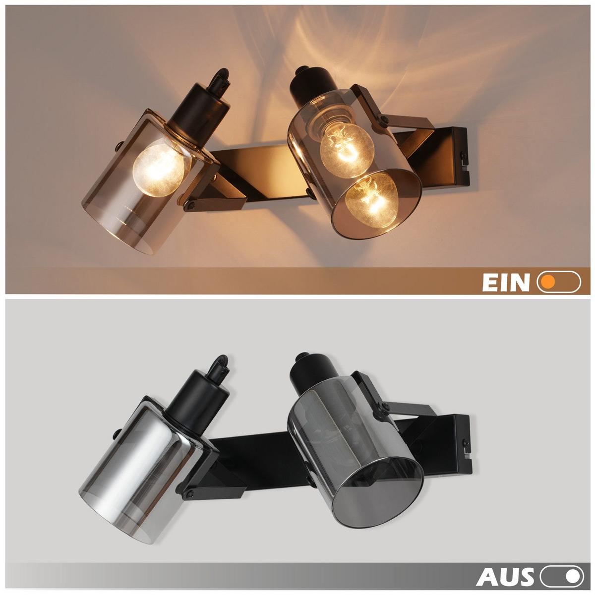 DECKENSTRAHLER Minden 2-flammig 30/9.5/18 cm - Schwarz, Metall (30/9.5/18cm) - Nettlife