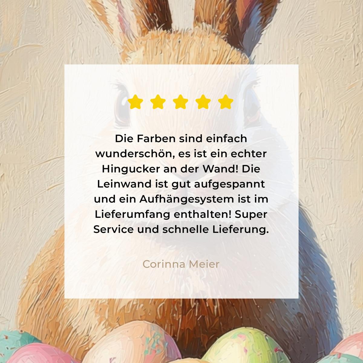 LEINWANDBILD Osterhase - Pastell - Eier Wanddeko 90x60 cm - Beige, Textil (90/60cm) - MuchoWow