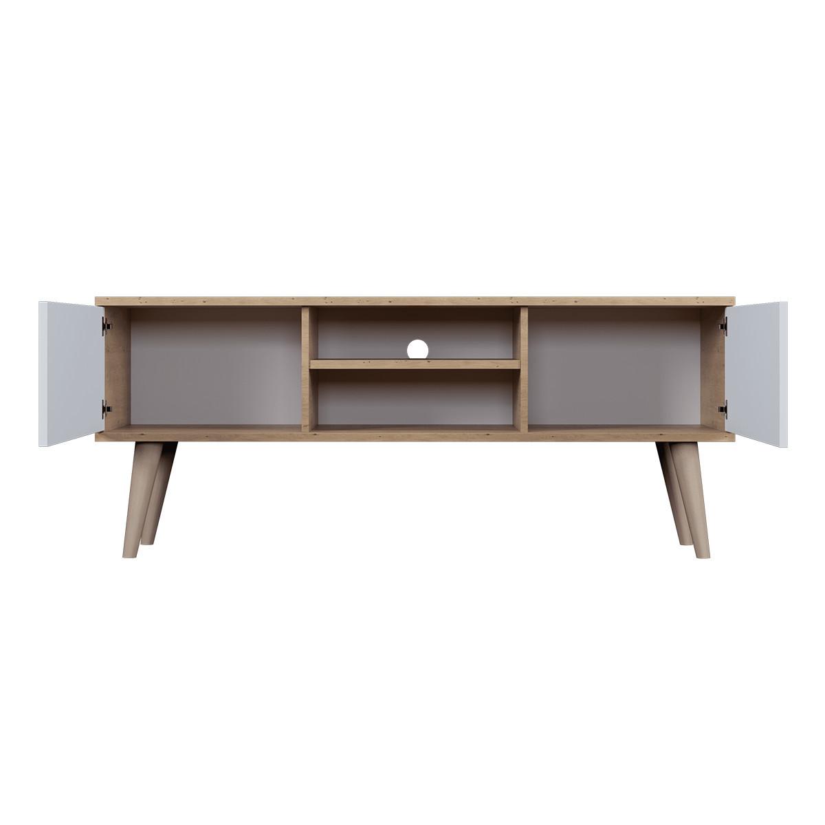TV-MÖBEL Toronto Weiß und Holz - Weiß/Braun, Holzwerkstoff (120/35/55cm) - Petits-meubles