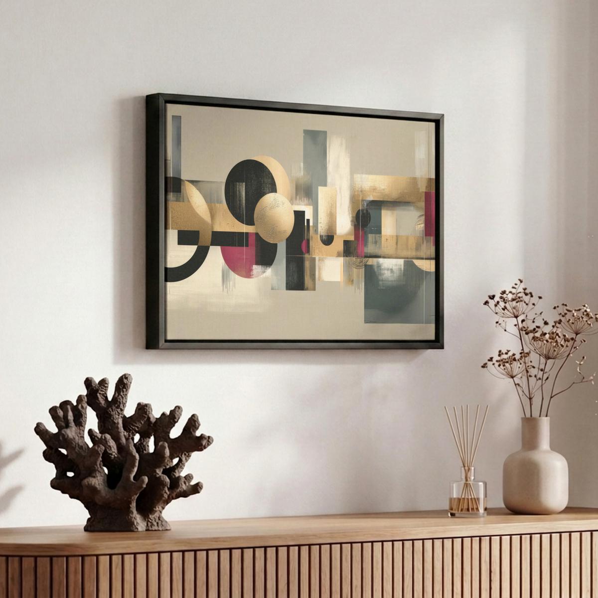 LEINWAND Bilder mit Rahmen - Abstrakt - Formen - Beige - Texturen - 30x20 - Beige, Textil (30/20cm) - MuchoWow