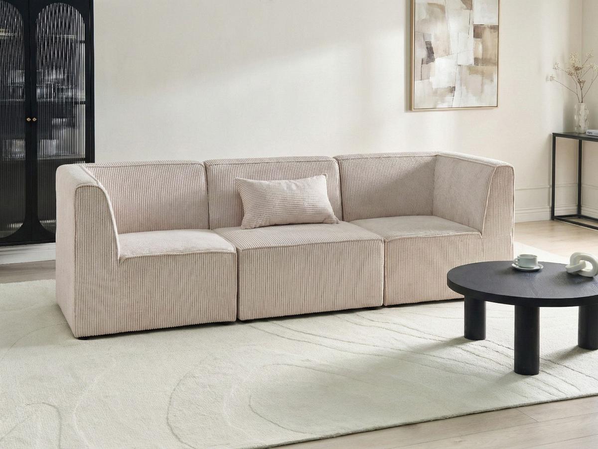 3-SITZER-MODULSOFA Beige Cord Lemvig - Beige, Textil (250/78/83cm) - Beliani