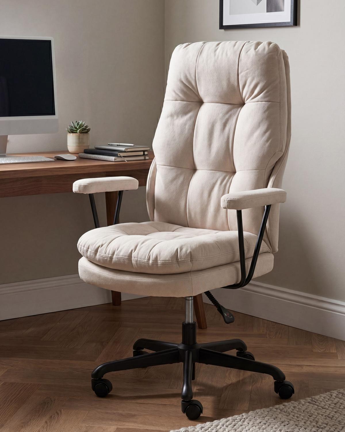 BÜROSTUHL Stoff Cremeweiß Melocush - Creme, Textil (75/106/66cm) - Beliani