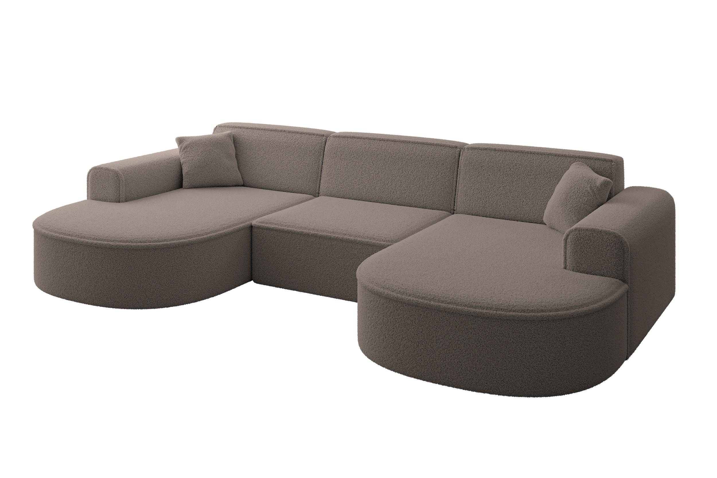 WOHNLANDSCHAFT MARI-U1 - 303x171x79 cm Braun Bouclé - Schwarz/Braun, Holzwerkstoff/Kunststoff (303/79/171cm) - ALTDECOR
