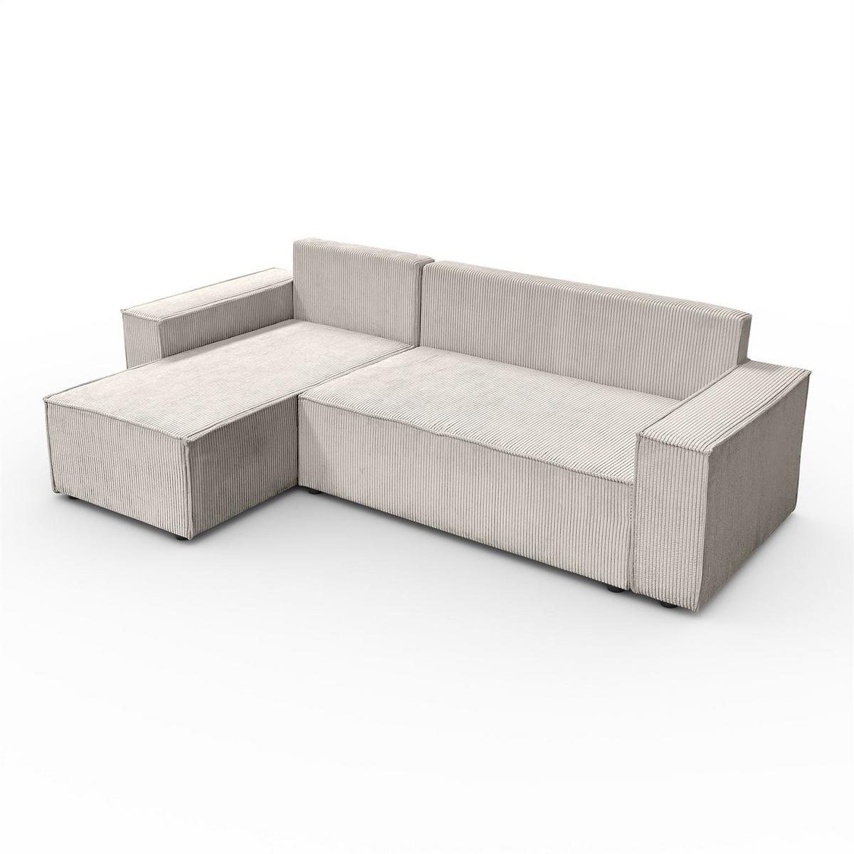 GEPOLSTERTES Ecksofa CARLOS L, Poso 100 - Ecru, Textil (247/143cm) - Lookway