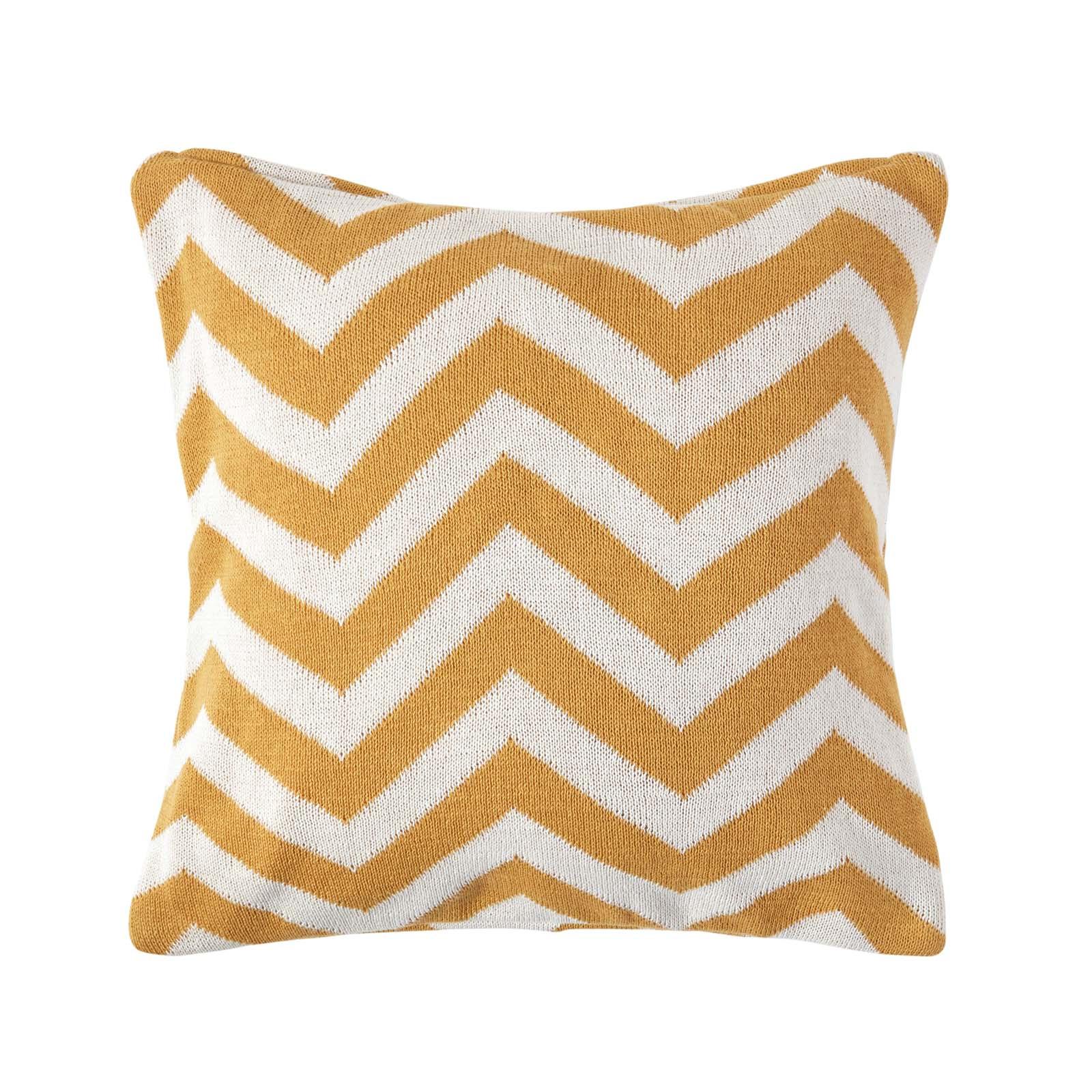 KISSENHÜLLE Zickzack-Muster 45/45 cm - Dunkelgelb, Textil (45/45cm) - Homescapes