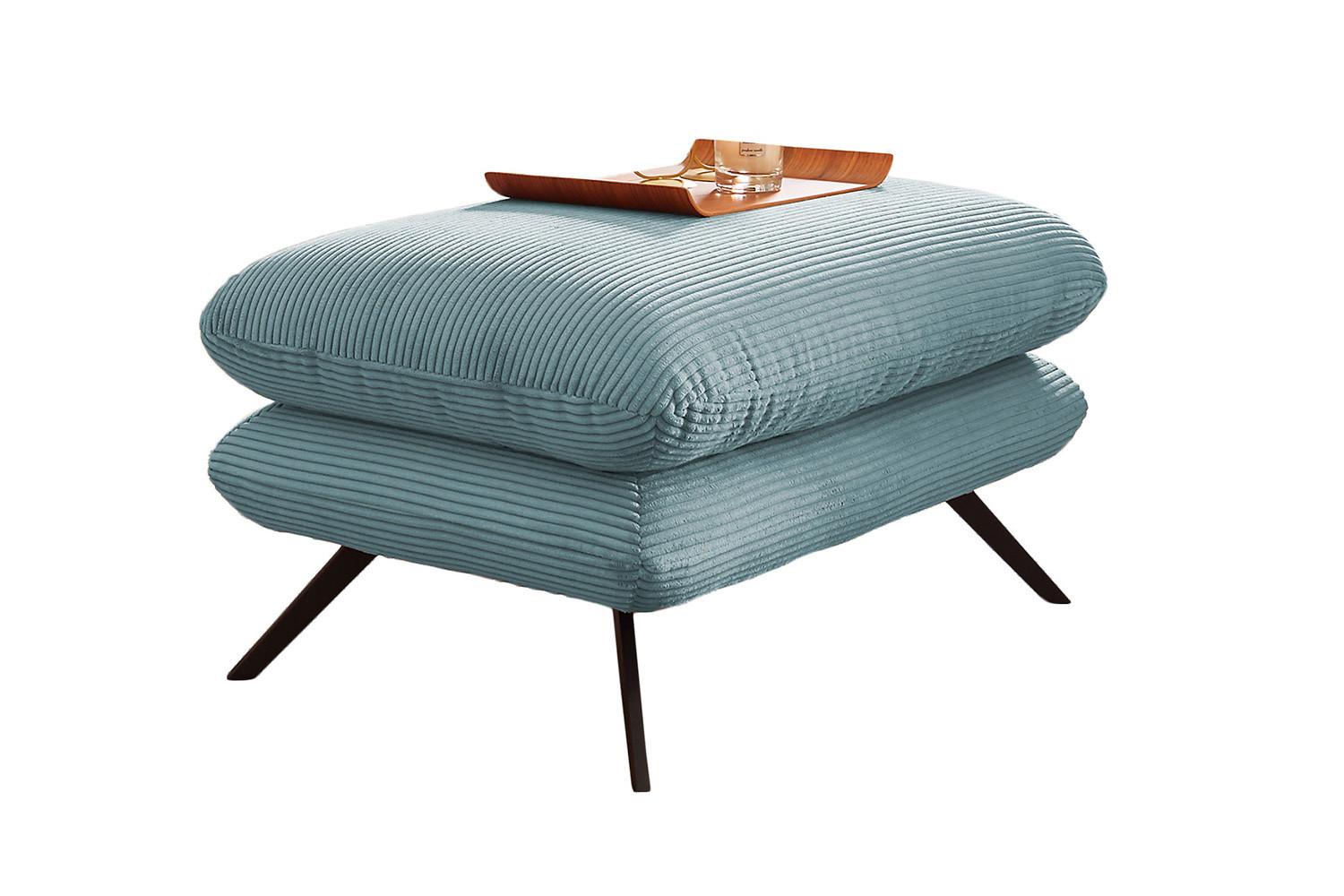 HOCKERBANK CHARME Hellblau Cord - Hellblau, Textil (90/45/60cm) - KAWOLA