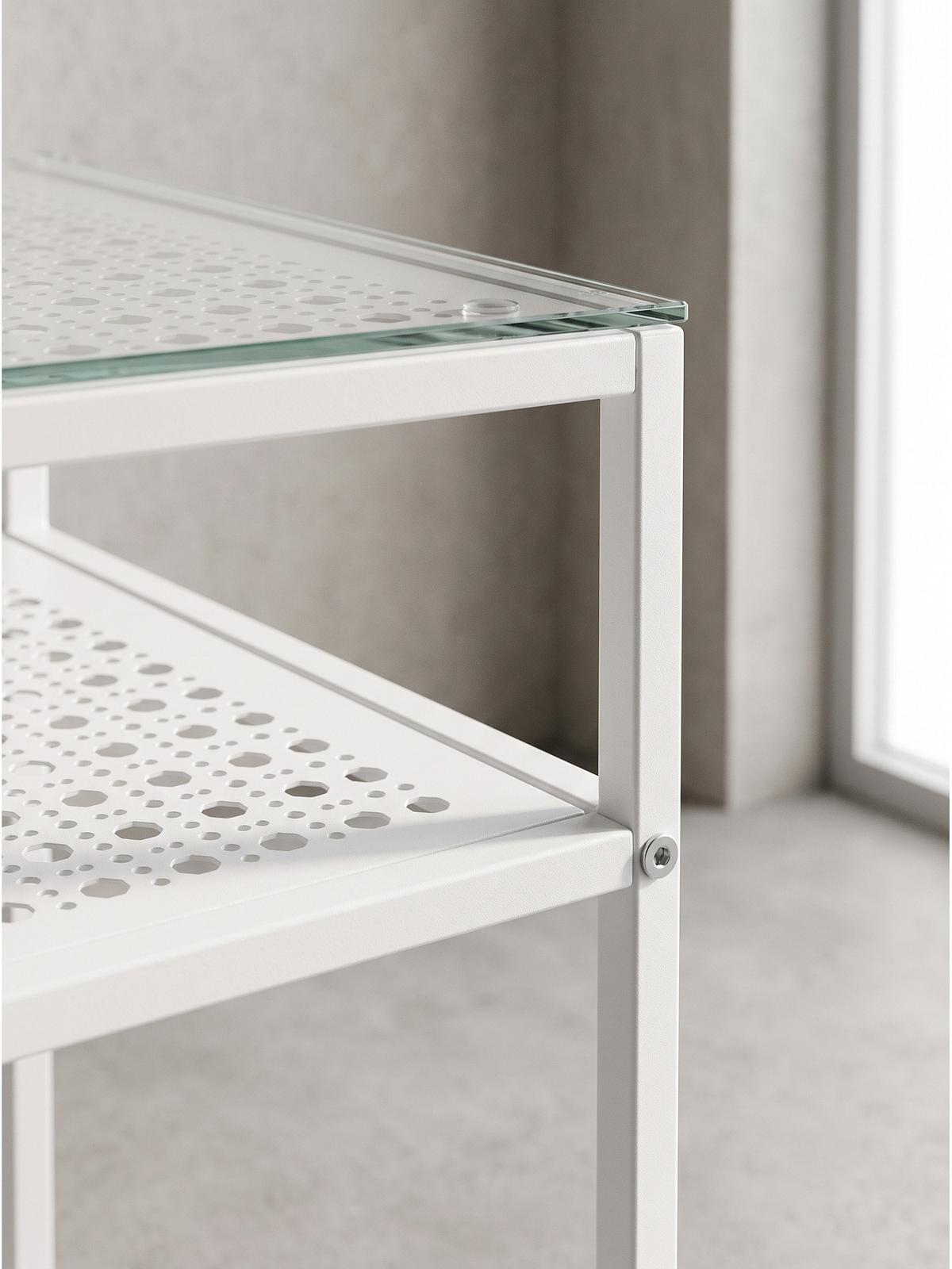 KONSOLENTISCH ALCUDIA, Einscheibensicherheitsglas, Weiß, 80 x 40 x 77 cm - Weiß, Glas/Metall (40/80/77cm) - KADIMA DESIGN