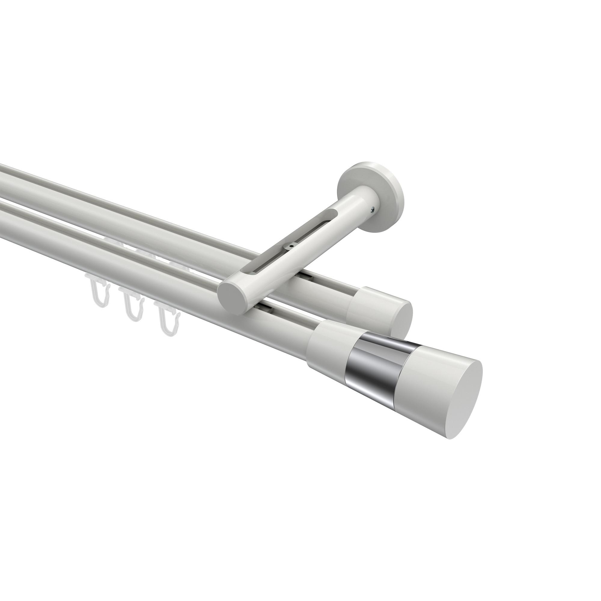 GARDINENSTANGE INNENLAUF Siteno Tanara 120 cm, 2-läufig, 20 mm Ø Weiß - Chromfarben/Weiß, Metall (120cm) - INTERDECO