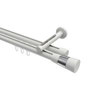 GARDINENSTANGE INNENLAUF Siteno Tanara 140 cm, 2-läufig, 20 mm Ø Weiß - Chromfarben/Weiß, Metall (140cm) - INTERDECO