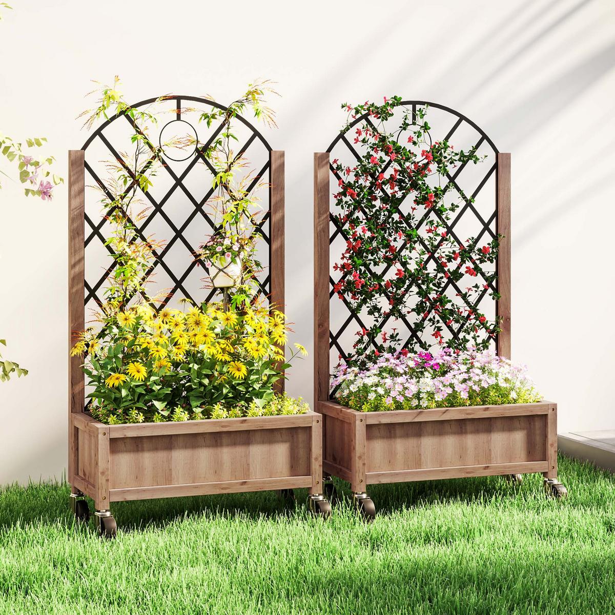 HOCHBEET 2er-Set - Braun, Holzwerkstoff (25/97/52cm) - Outsunny