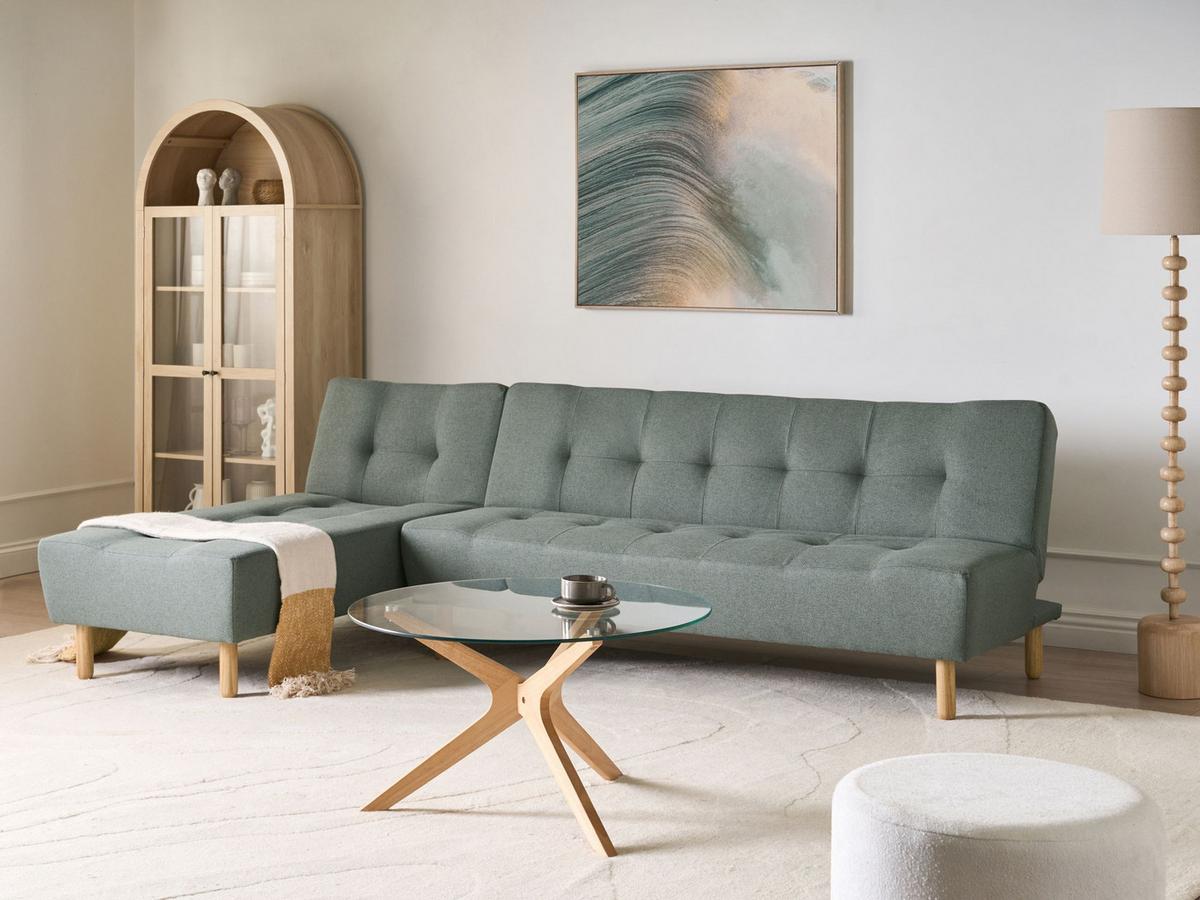 ECKSCHLAFSOFA Modul 4-Sitzer Stoff Grün rechtsseitig Alsten - Braun/Grün, Textil (258/161cm) - Beliani