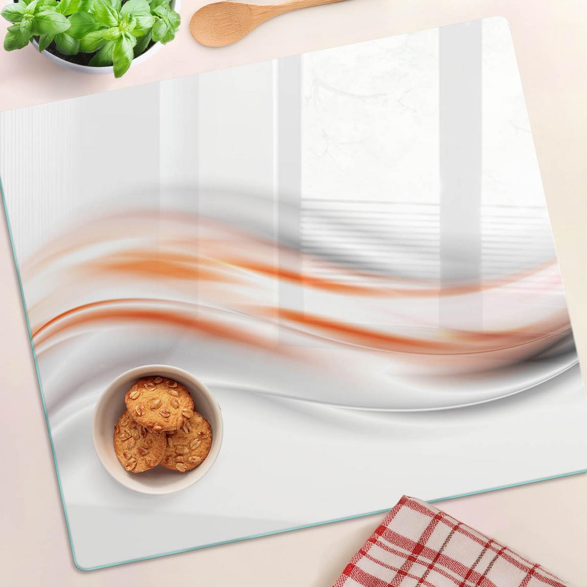 GLASPLATTE 60x52 cm Abstrakte Wellen - Orange, Glas (60/0.4/52cm) - TULUP