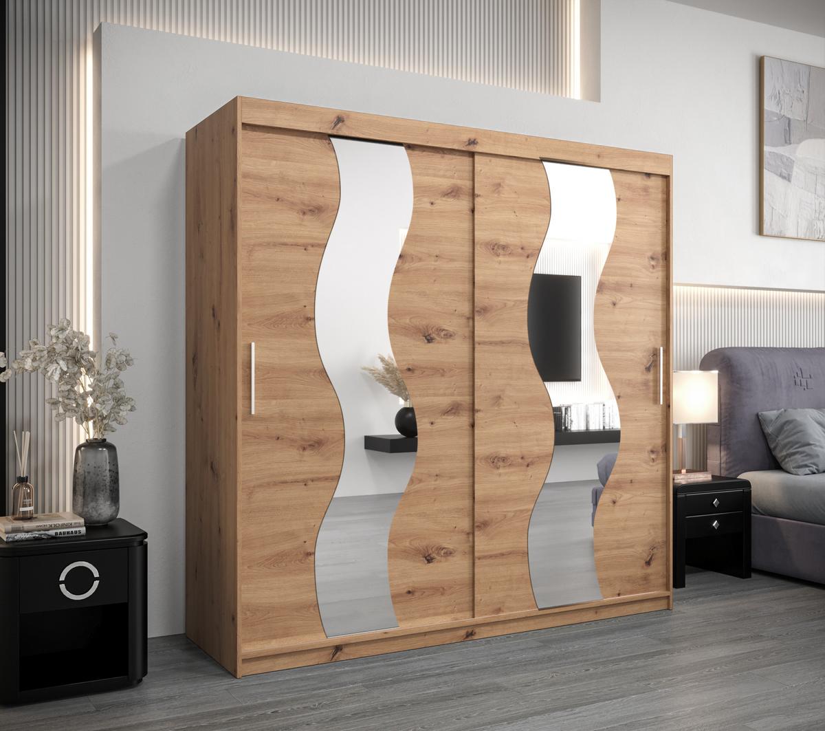 SCHWEBETÜRENSCHRANK 200/200/62 2-türig - Silberfarben/Eiche Artisan, Holz/Kunststoff (200/200/62cm) - MÖBEL KRYSPOL