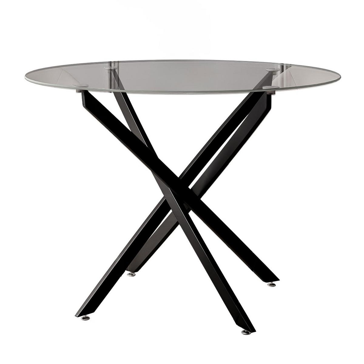 ESSTISCH BEIRA Runder Tisch 90 cm mit Glasplatte und Schwarz Tischbeine - Schwarz, Metall (90/90/72cm) - Lookway
