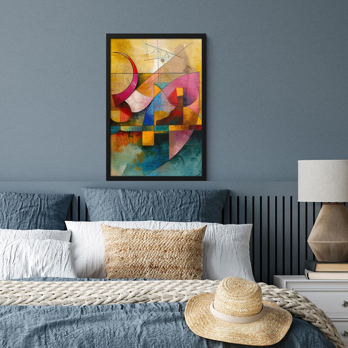 POSTER MIT RAHMENGERAHMTES BILD Kunst - Abstrakt - Modern Bilder mit Rahmen 40x60 cm - Gelb, Papier (40/60cm) - MuchoWow