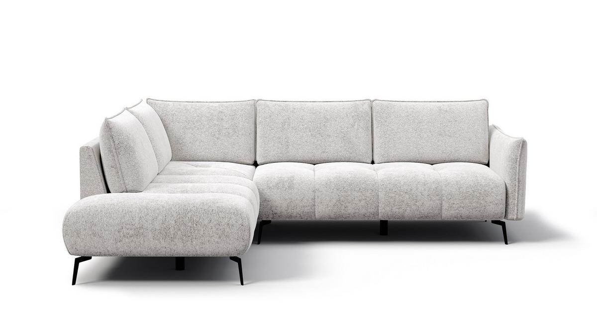 ECKSOFA AERA 5-Sitzer links, ecru - Ecru/Schwarz, Holz/Textil (268/206cm) - Wozimo