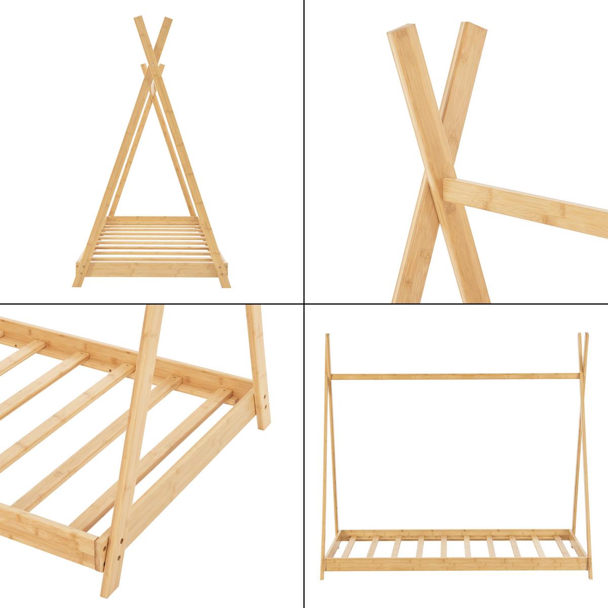 KINDERBETT Vimpeli mit Matratze - Naturfarben, Holz/Textil (90/200cm) - [en.casa]