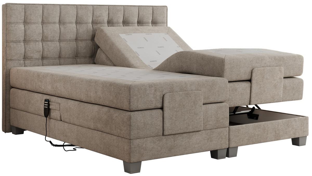 BOXBETT ELEKTRO 140/200 Beige Struktur - H4 - Beige, Holz/Textil (140/200cm) - MKS