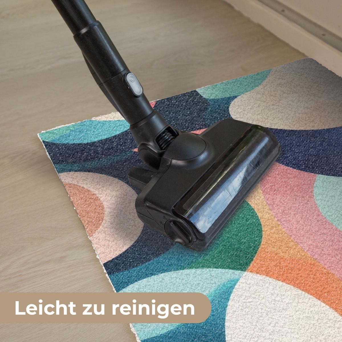 FUSSMATTE Abstrakt - Blau - Rosa Fußabtreter 90x60 cm - Multicolor, Kunststoff (90/0.4cm) - MuchoWow
