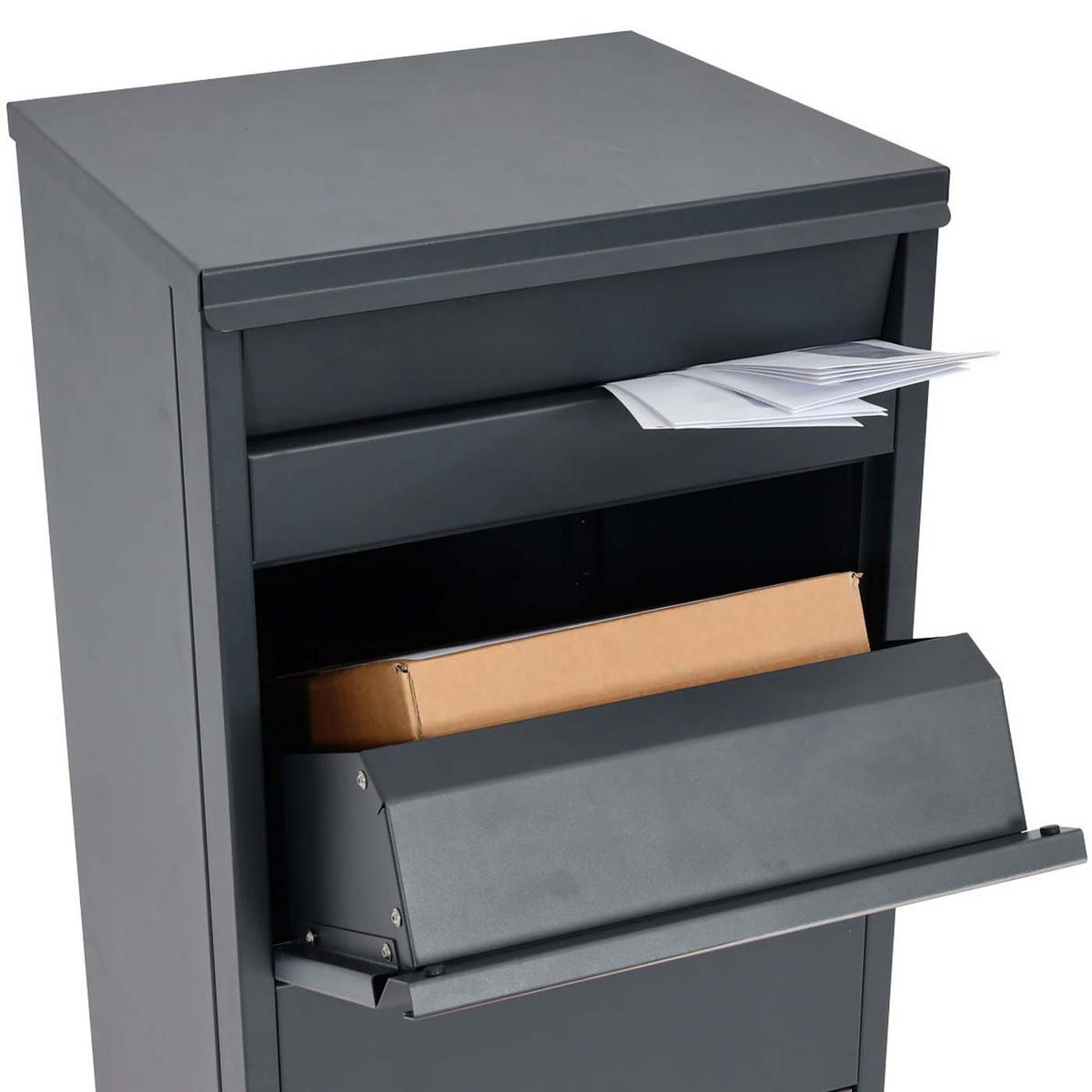 PAKETKASTEN GRÖßE L rechteckig Anthrazit, Dunkelbraun - Anthrazit/Dunkelbraun, Metall (41/102/38cm) - MCW