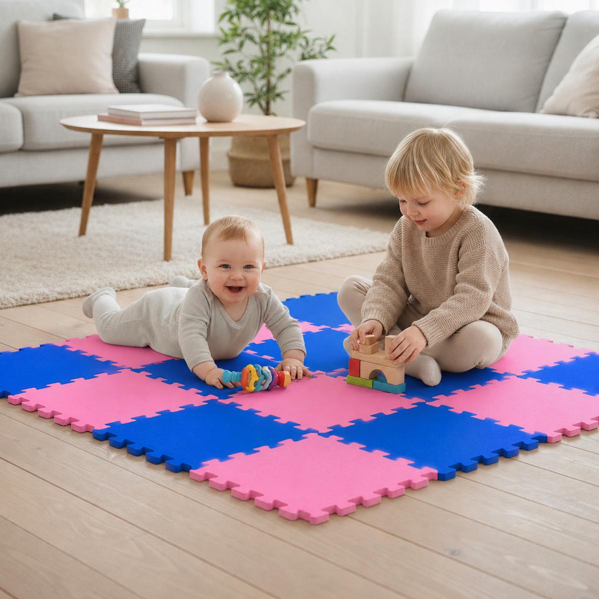 SPIELMATTE ab Null - 180/90/1 cm Puzzlematte Pink - Multicolor, Kunststoff (30/30cm) - Littletom