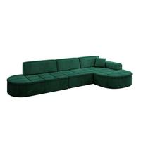 ECKSOFA Ottomane Rechts TARO-L2 - 328x171x79,5 cm Dunkelgrün - Grün, Holzwerkstoff/Textil (328/171cm) - ALTDECOR