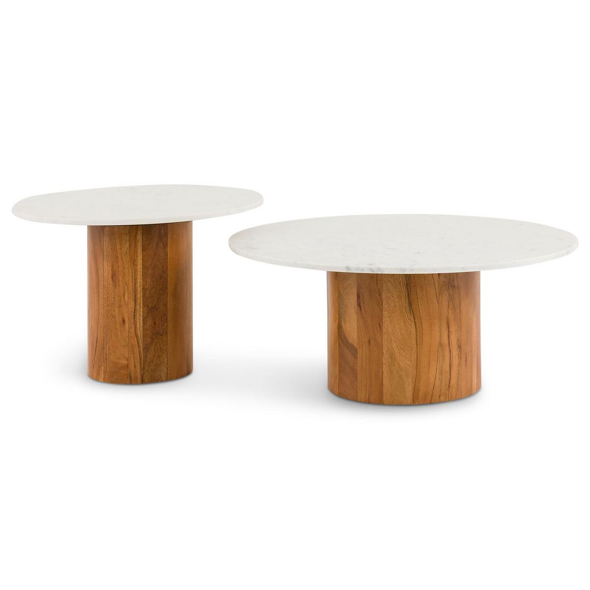 COUCHTISCHSET GANGA/YAMUNA 2er Set beige - Beige, Holz/Naturmaterialen (80/80/35cm) - IDIMEX