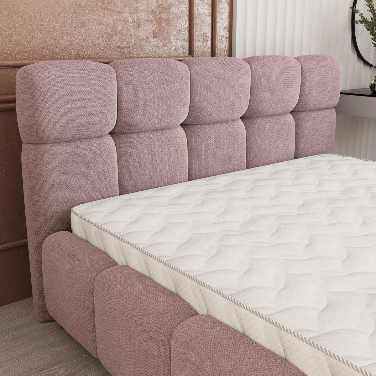 POLSTERBETT FARU SR 120x200 cm mit Bettkästen - Rosa - Rosa, Holz (120/200cm) - MASSENO