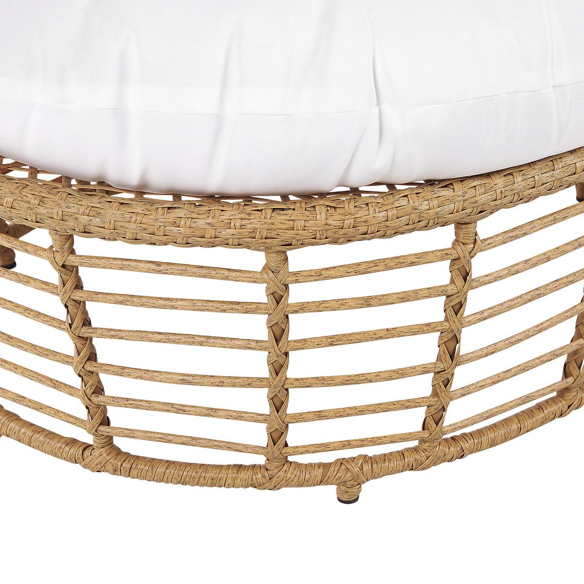SONNENINSEL Rattan natürlich Kissen weiß Lido - Beige/Weiß, Naturmaterialien (109/150/83cm) - Beliani