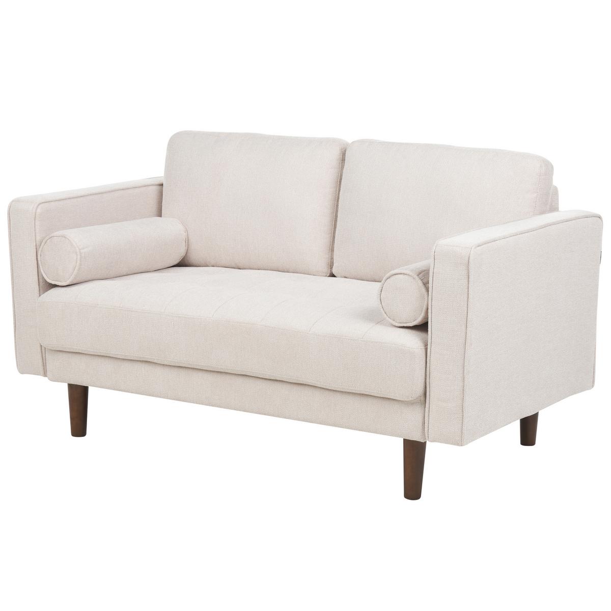 2-SITZER-SOFA Set mit Sessel hellbeige Nurmo - Dunkelbraun/Beige, Textil (74/78/140cm) - Beliani