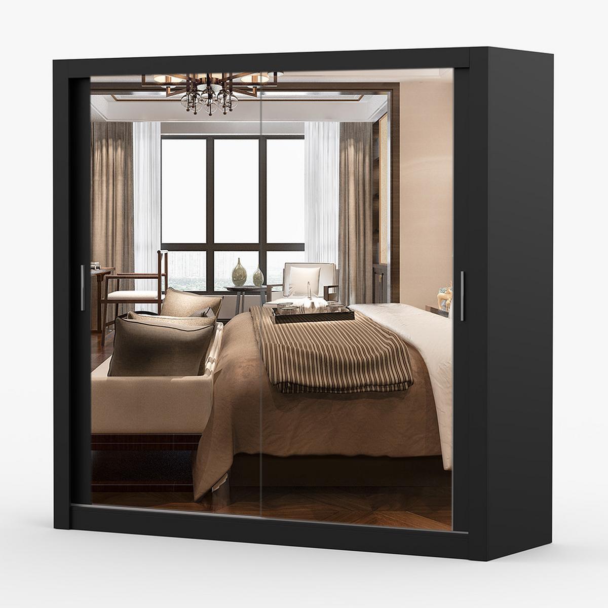 KLEIDERSCHRANK Milan 203 cm, 203/215/64, 2-türig, schwarz - Schwarz, Holzwerkstoff (203/215/64cm) - imoebel24