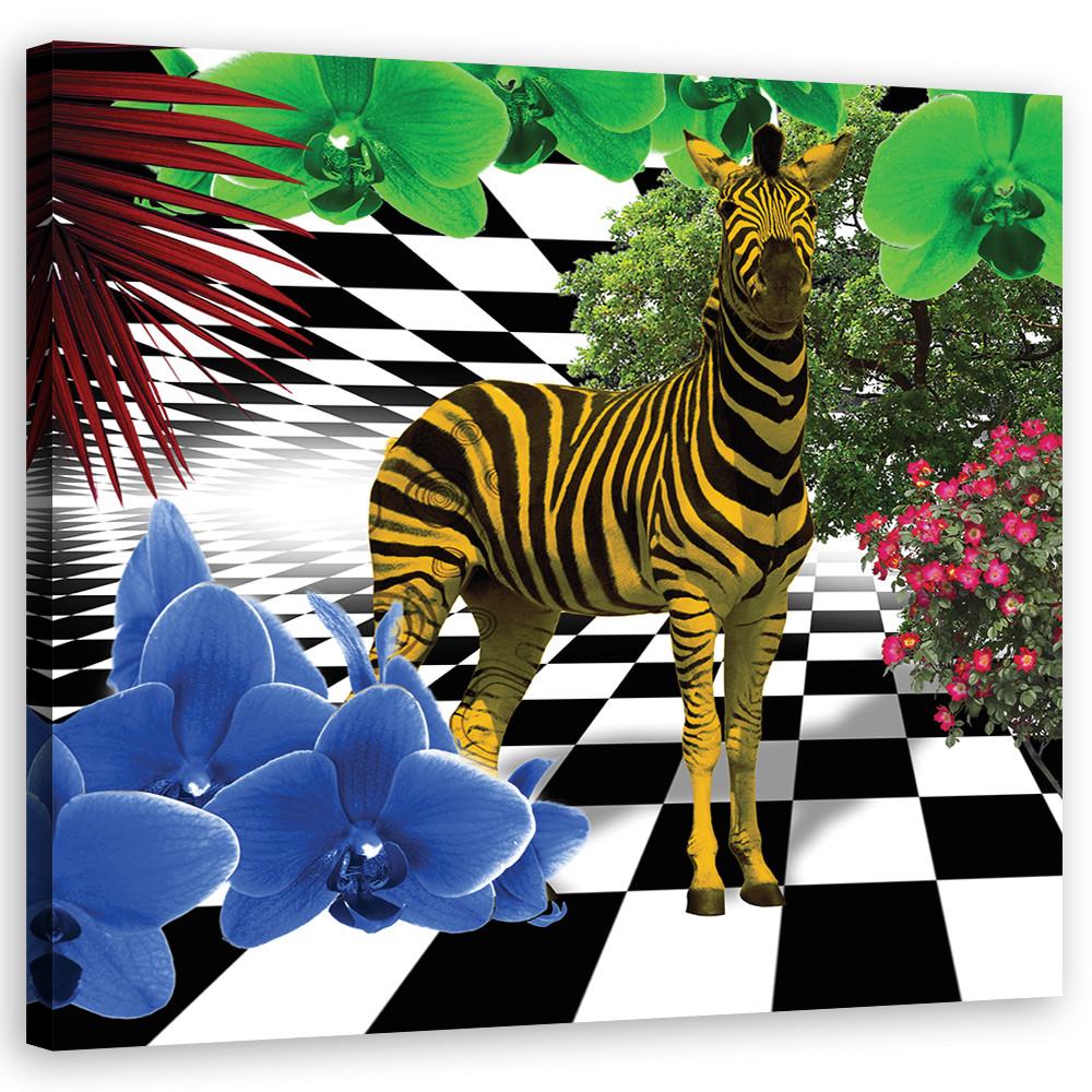 WANDBILD bunte zebra tiere - Multicolor, Textil (30/30cm) - Feeby