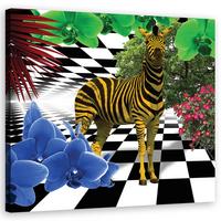 WANDBILD bunte zebra tiere - Multicolor, Textil (30/30cm) - Feeby