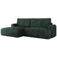 ECKSCHLAFSOFA TONO L Grün Cord - links - Schwarz/Grün, Kunststoff/Textil (260/150cm) - MKS