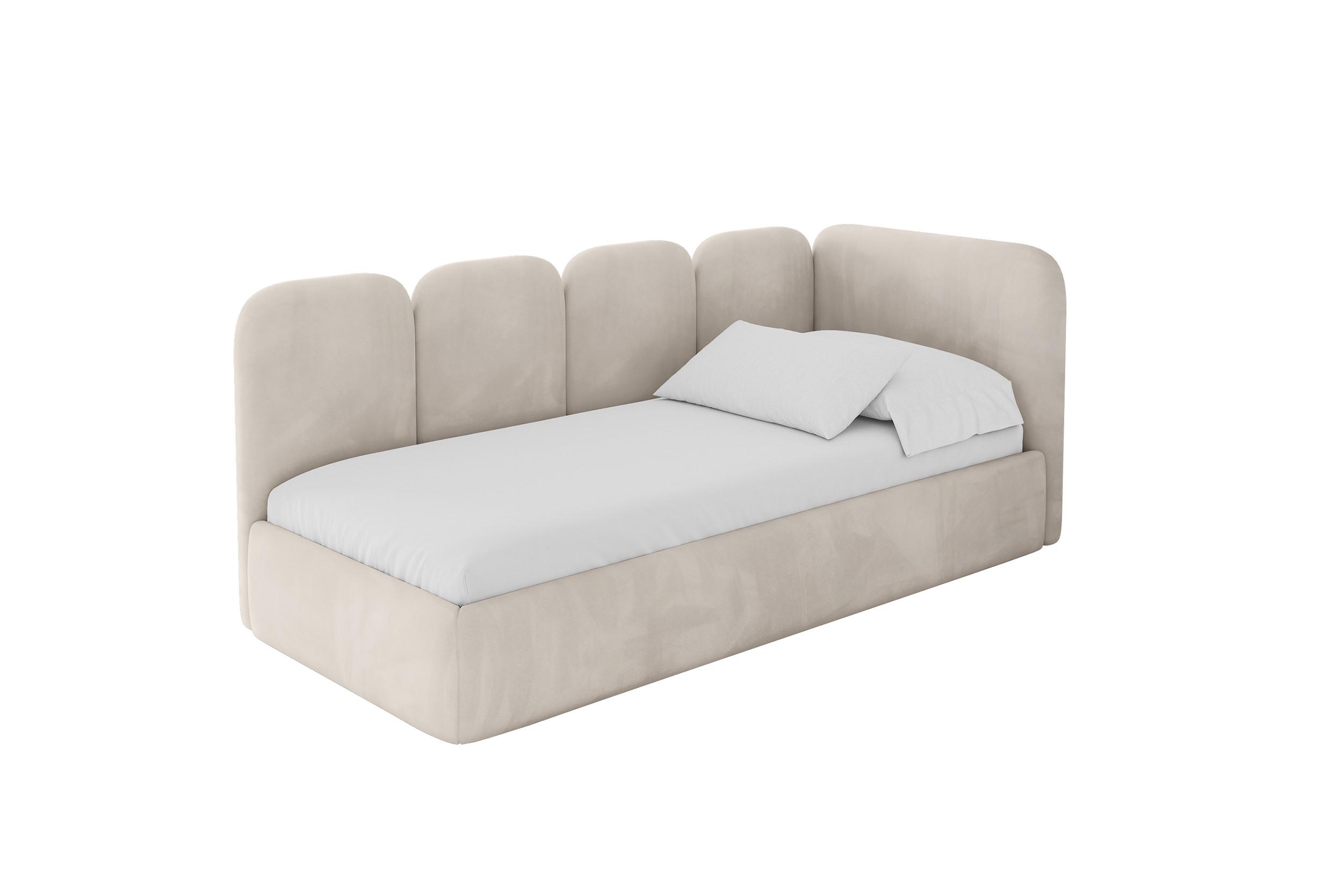 EINZELLBETT Jugendbett mit Bettkasten und Matratze H3/H4, Links - VELY 100x200 Beige - Ecru, Holzwerkstoff/Textil (100/200cm) - ALTDECOR