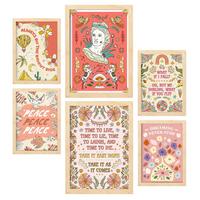 POSTER Set Mit 6 Drucken Von Pink In Brilliant Groovy Style Postersammlung Dekorative Rahmen Für Zuhause Wandkunstdruck A3 & A4 Rahmen Aus Hellem Holz - Beige, Papier (29/3cm) - Nacnic